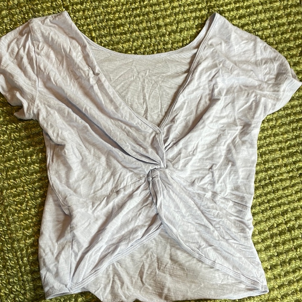 Light blue front knot top